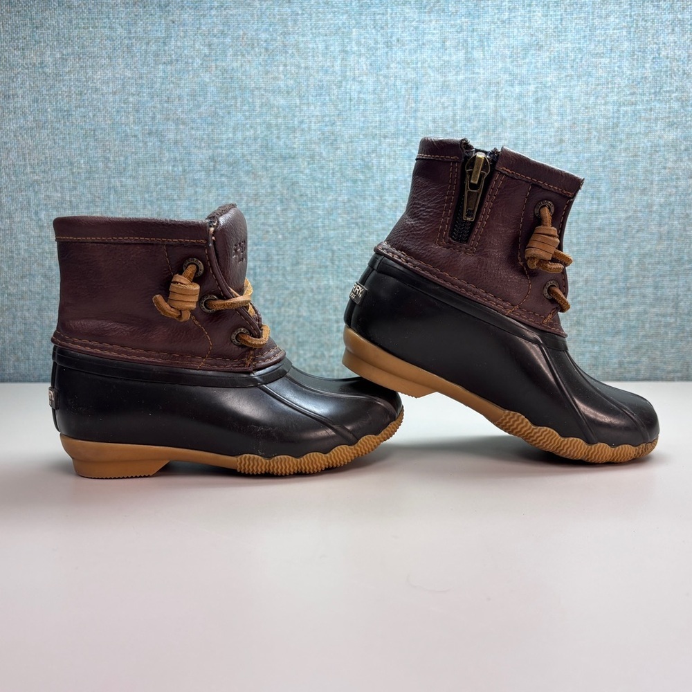 Sperry Dark Brown Girls Sz 8M Saltwater Boots, EUC. - Picture 6 of 11